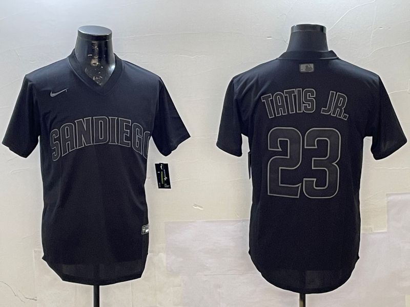 Men San Diego Padres 23 Tatis jr Black Throwback Game 2025 Nike MLB Jersey style 1